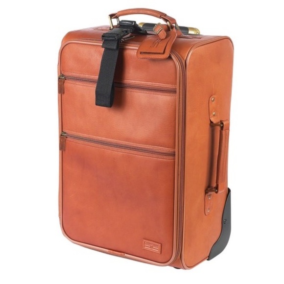 AUTHENTIC CLAIRE CHASE LEATHER ROLLING SUITCASE - Picture 1 of 7